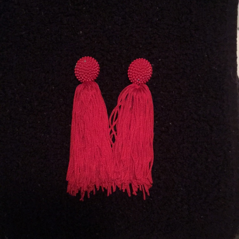 Fire engine red tassel earrings